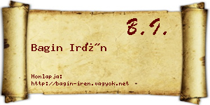 Bagin Irén névjegykártya