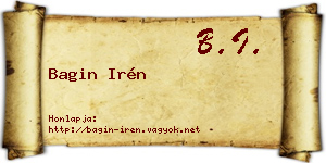 Bagin Irén névjegykártya